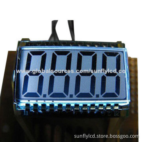 4 Digits TN 7 Segment LCD Display, -20 to 70°C Operating Temperatures